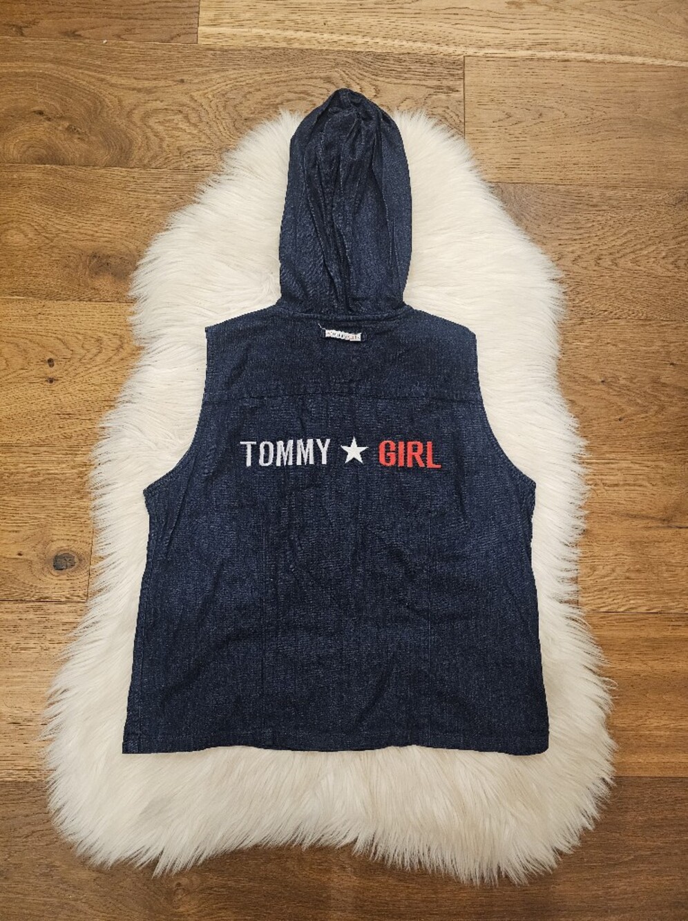Vintage Tommy Hilfiger Navy Hooded Denim Vest